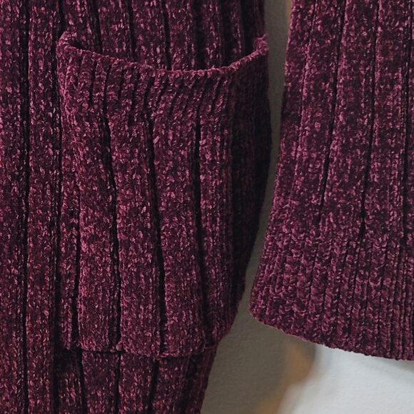 Matty M. Red Cable Knit Ribbed Velvety Soft Open Front Sweater Cardigain - Picture 7 of 8